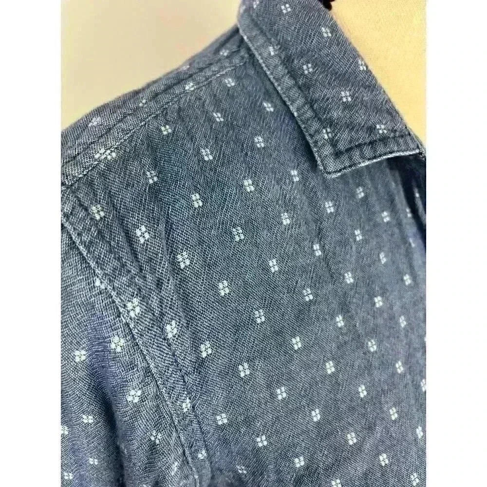 J. Mclaughlin Women's Denim Chambray Button Up Blue White Cotton Shirt Sz 6 - Picture 8 of 13